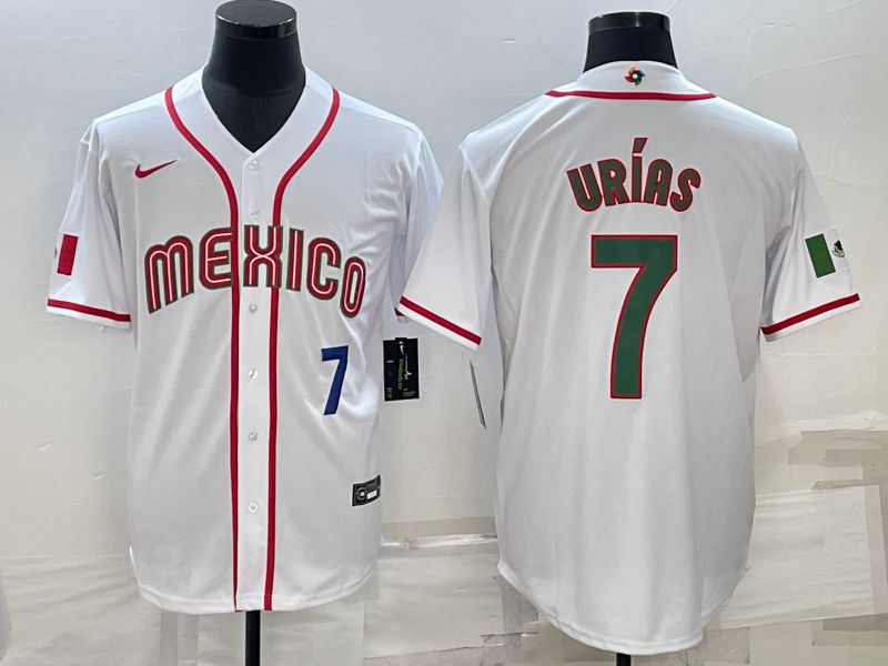 Men 2023 World Cub Mexico #7 Urias White Nike MLB Jersey11